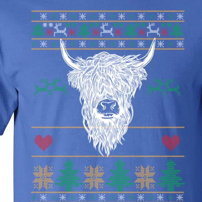 Cool Highland Cow Ugly Christmas Sweater Funny Animal Lover Meaningful Gift Tall T-Shirt