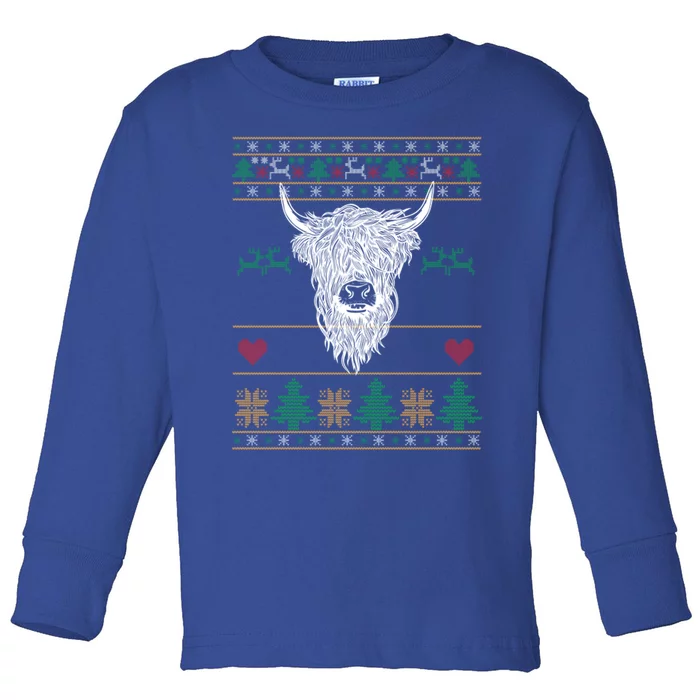 Cool Highland Cow Ugly Christmas Sweater Funny Animal Lover Meaningful Gift Toddler Long Sleeve Shirt