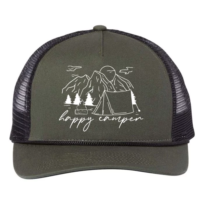 Camping Happy Camper Retro Rope Trucker Hat Cap