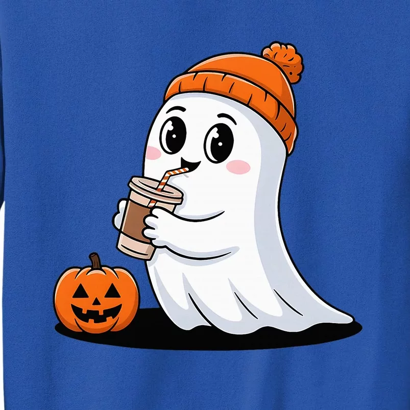 Cute Halloween Coffee Ghost Pumpkin Fall Vibes Tall Sweatshirt