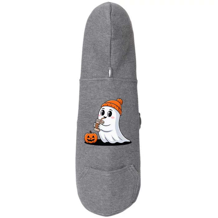 Cute Halloween Coffee Ghost Pumpkin Fall Vibes Doggie 3-End Fleece Hoodie