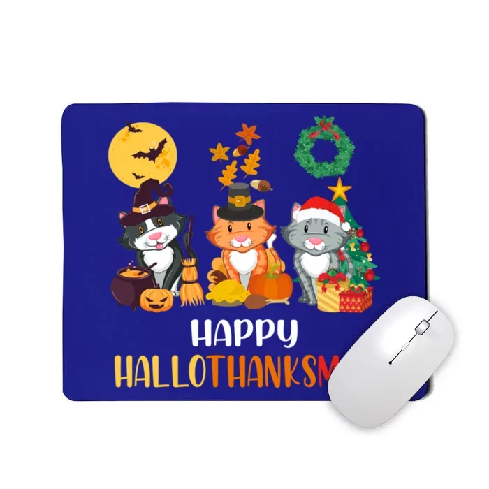 Cat Halloween Christmas Happy Hallothanksmas Thanksgiving Mousepad