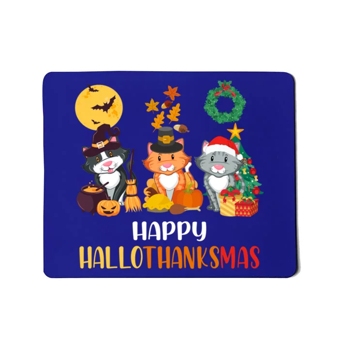 Cat Halloween Christmas Happy Hallothanksmas Thanksgiving Mousepad