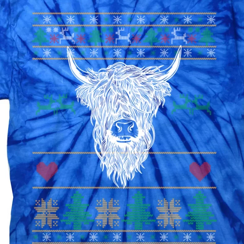 Cool Highland Cow Ugly Christmas Sweater Funny Animal Lover Cool Gift Tie-Dye T-Shirt