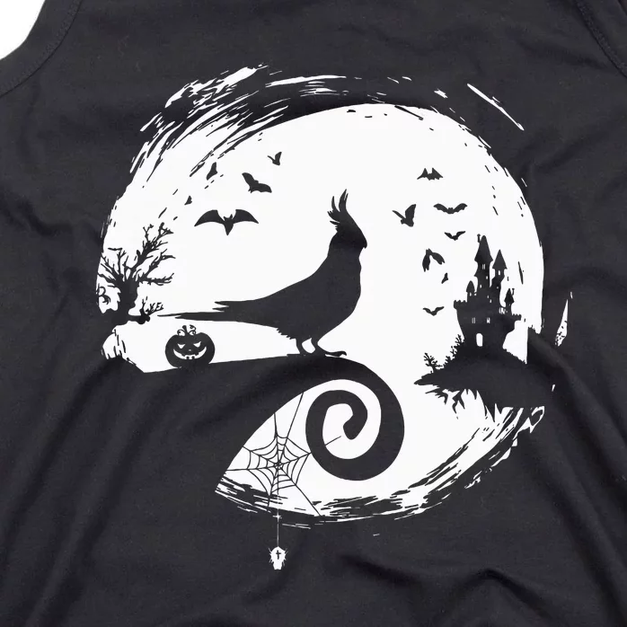 Cockatiel Halloween Costume Moon Silhouette Creepy Tank Top