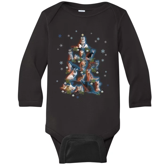 Classic Holiday Cat And Kitten Christmas Ree Baby Long Sleeve Bodysuit