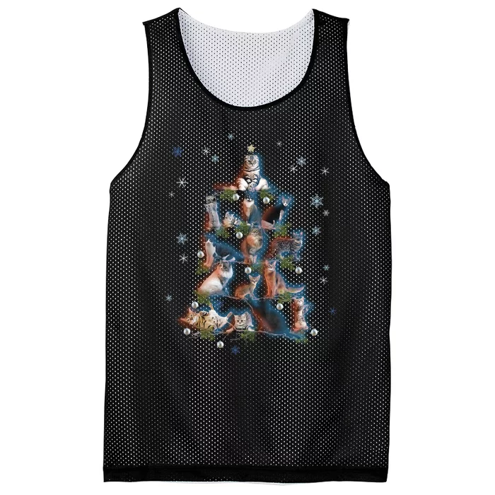 Classic Holiday Cat And Kitten Christmas Ree Mesh Reversible Basketball Jersey Tank