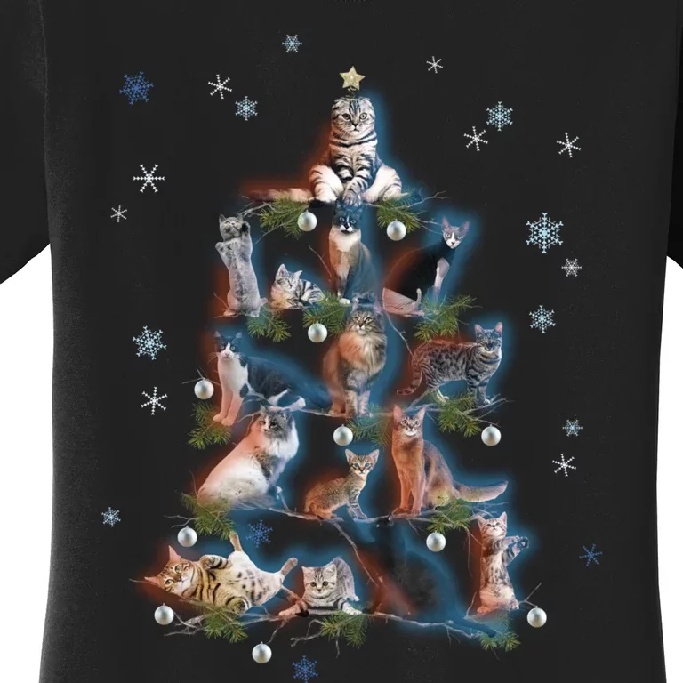 Classic Holiday Cat And Kitten Christmas Ree Women's T-Shirt