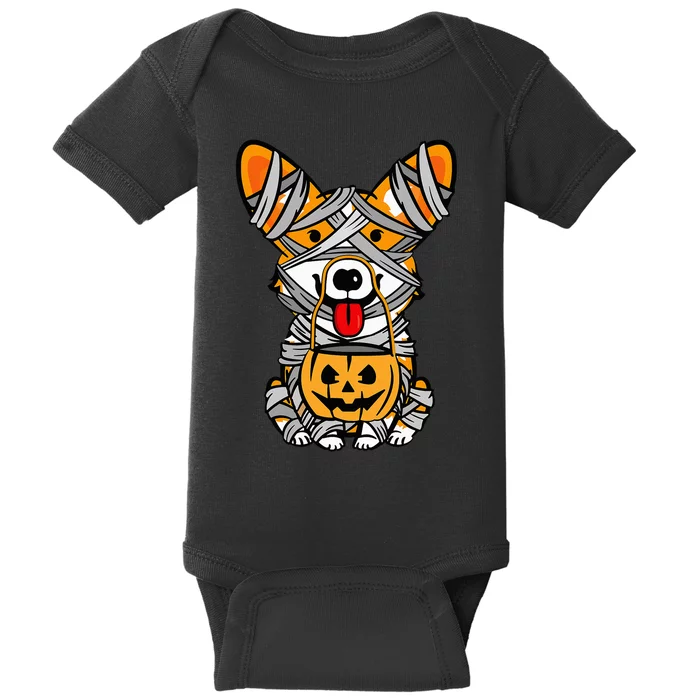 Cute Halloween Costume Welsh Corgi Mummy Dog Lover Design Baby Bodysuit