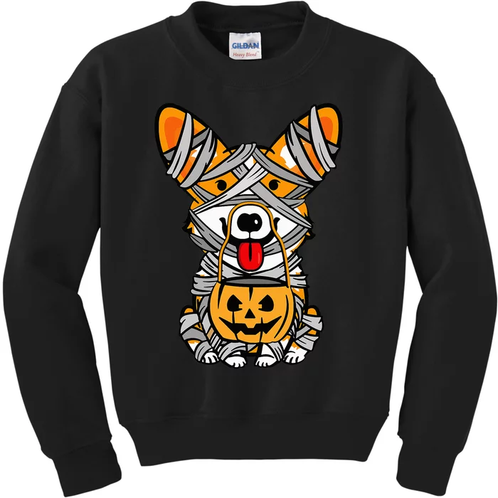 Cute Halloween Costume Welsh Corgi Mummy Dog Lover Design Kids Sweatshirt