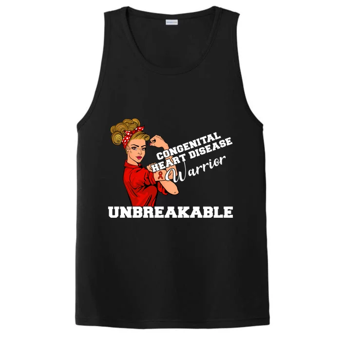 Congenital Heart Disease Warrior Unbreakable Wear Red Day Gift Performance Tank