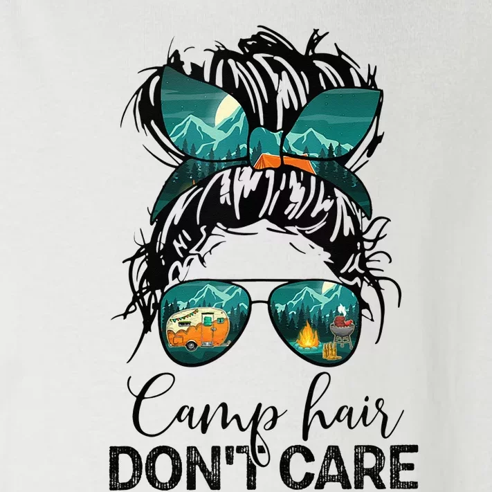 Camp Hair Dont Care Camper Camping Messy Bun Hair Toddler Long Sleeve Shirt