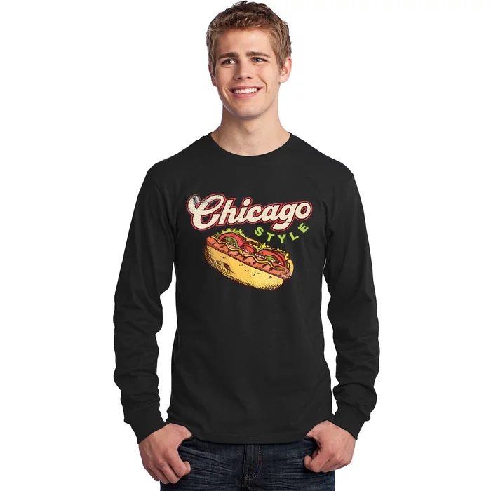 Chicago Hot Dog Hotdog Tourist Summer Souvenir Travel Long Sleeve Shirt