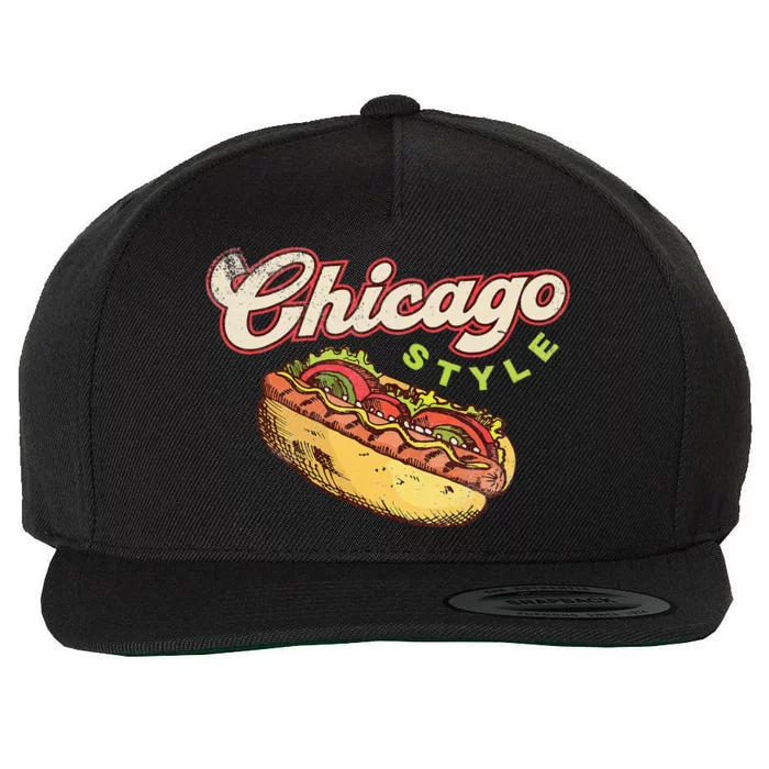 Chicago Hot Dog Hotdog Tourist Summer Souvenir Travel Wool Snapback Cap