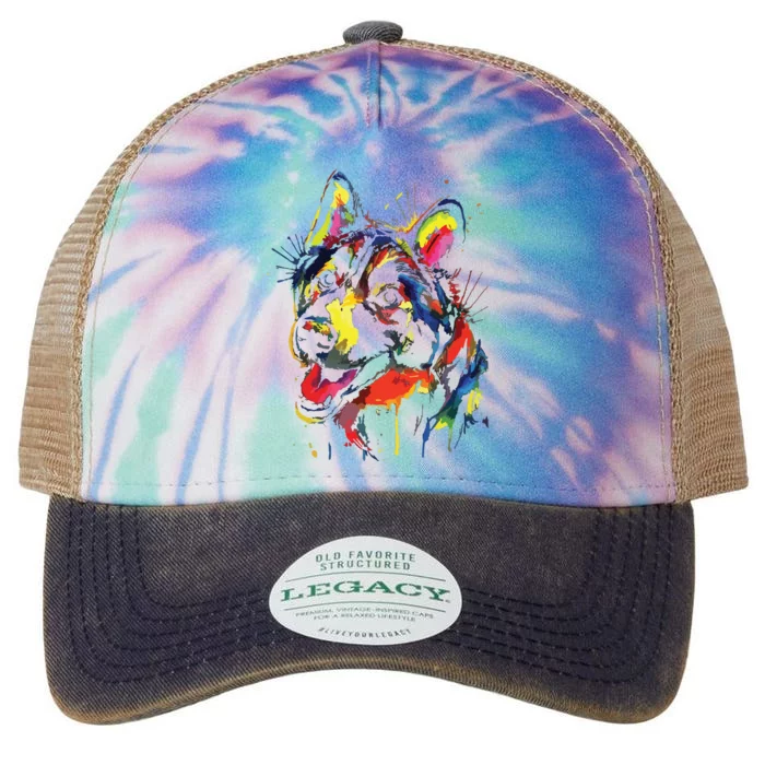 Colorful Husky Dog Lover Dad Mom Boy Girl Funny Legacy Tie Dye Trucker Hat