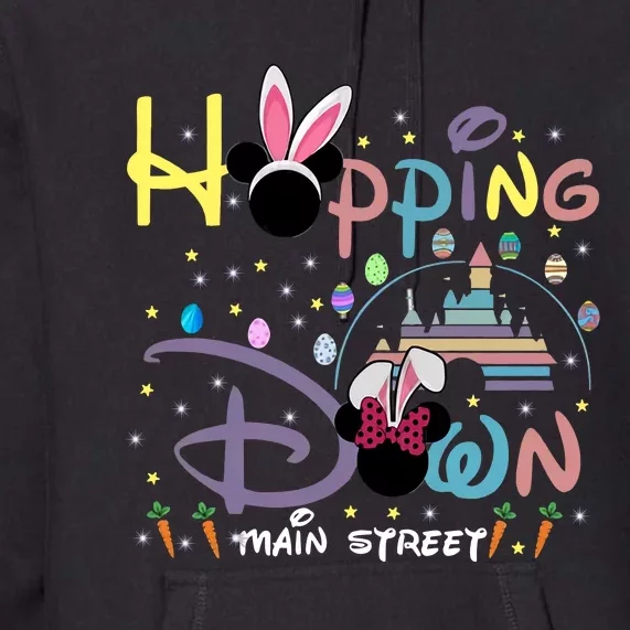 Castle Hopping Down Main Street Easter Day Bunny Rabbit Funny Cute Premium Hoodie