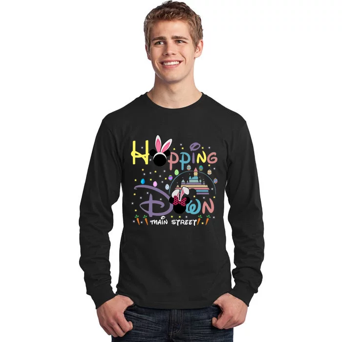 Castle Hopping Down Main Street Easter Day Bunny Rabbit Funny Cute Tall Long Sleeve T-Shirt