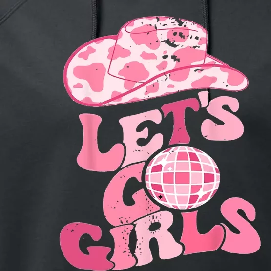 Cowboy Hat Disco Ball Lets Go Girls Western Cowgirls Performance Fleece Hoodie