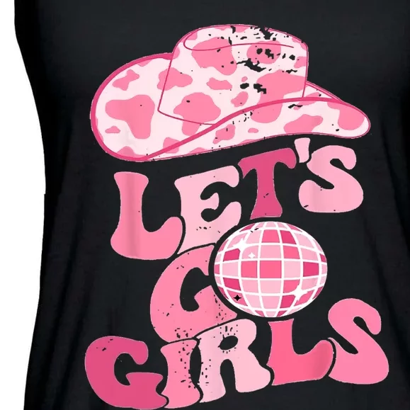 Cowboy Hat Disco Ball Lets Go Girls Western Cowgirls Ladies Essential Flowy Tank