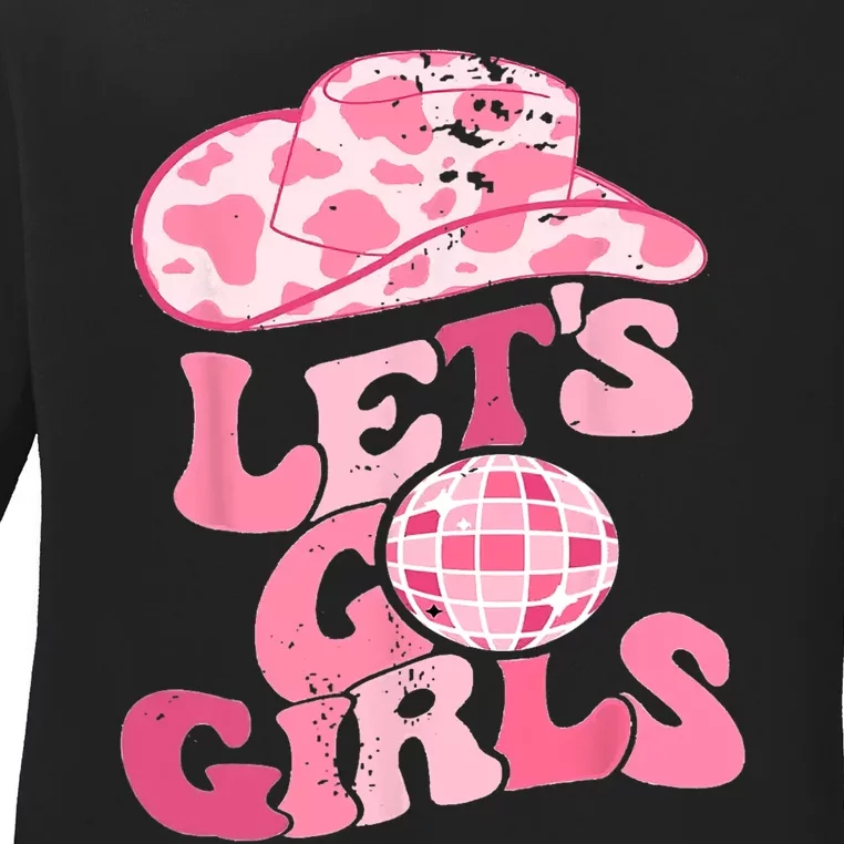 Cowboy Hat Disco Ball Lets Go Girls Western Cowgirls Ladies Long Sleeve Shirt