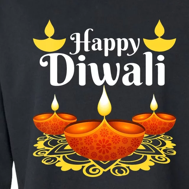 Cool Happy Diwali Festival Of Light Diva Lanterns Cropped Pullover Crew