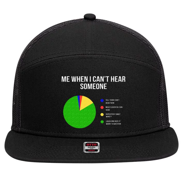 Cant Hear Deaf And Funny Person 7 Panel Mesh Trucker Snapback Hat