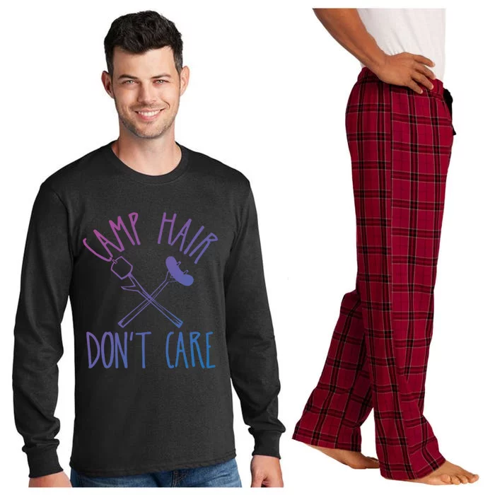 Camp Hair Dont Care Cute Camping Adventure Funny Gift Long Sleeve Pajama Set