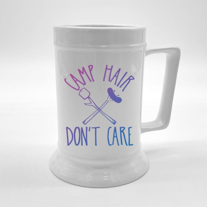 Camp Hair Dont Care Cute Camping Adventure Funny Gift Front & Back Beer Stein