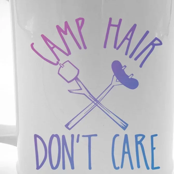 Camp Hair Dont Care Cute Camping Adventure Funny Gift Front & Back Beer Stein