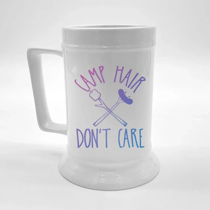 Camp Hair Dont Care Cute Camping Adventure Funny Gift Front & Back Beer Stein