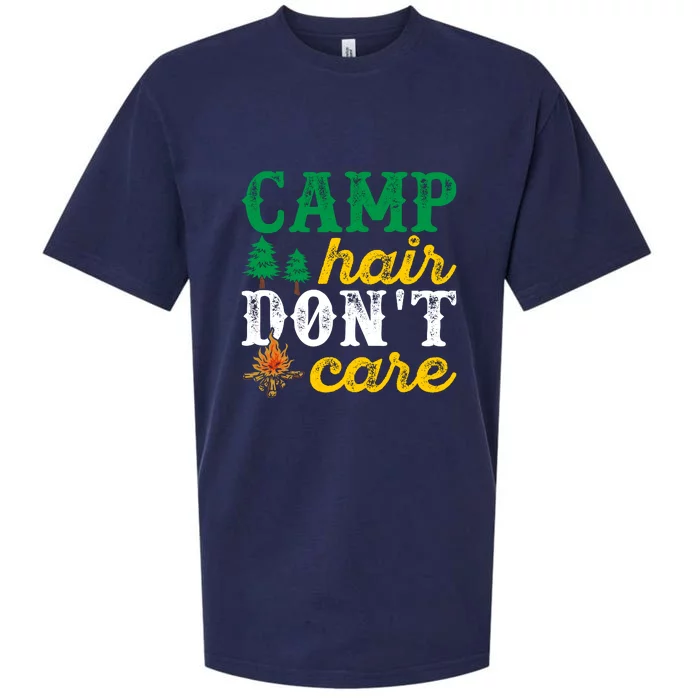 Camp Hair Dont Care Gift Campfire Outdoor Gift Sueded Cloud Jersey T-Shirt