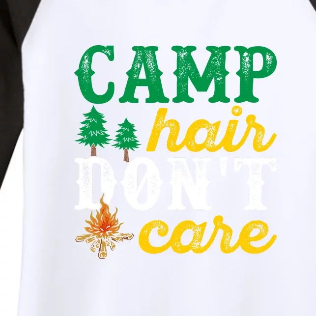 Camp Hair Dont Care Gift Campfire Outdoor Gift Women's Tri-Blend 3/4-Sleeve Raglan Shirt