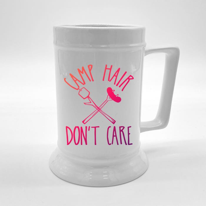 Camp Hair Dont Care Cute Camping Adventure Funny Gift Front & Back Beer Stein