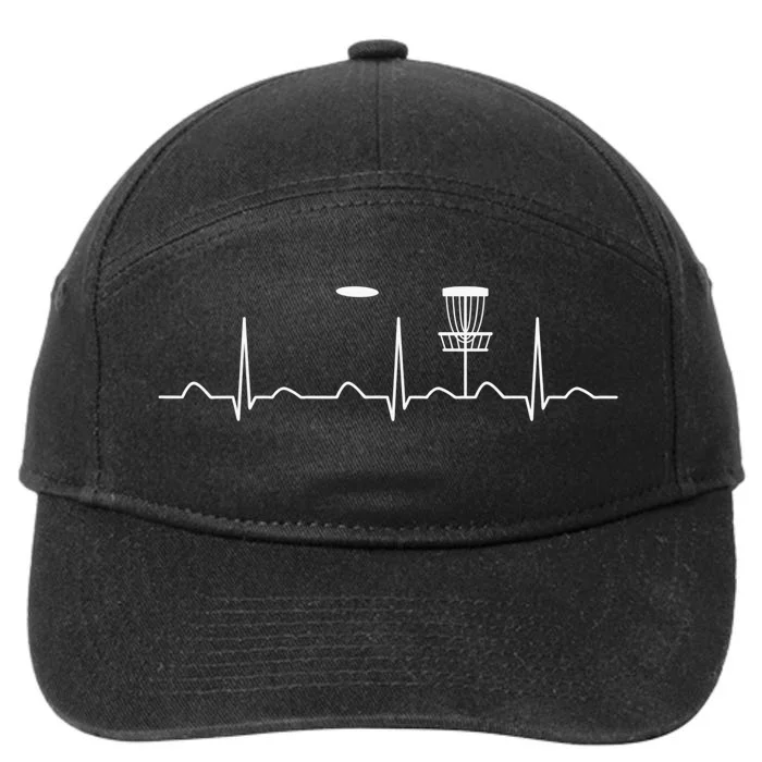 Cool Heartbeat Disc Golf Lovers with Flying Disc 7-Panel Snapback Hat