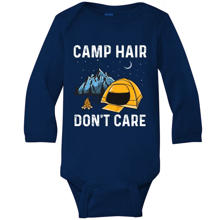 Camp Hair Dont Care Design Cute Gift Baby Long Sleeve Bodysuit