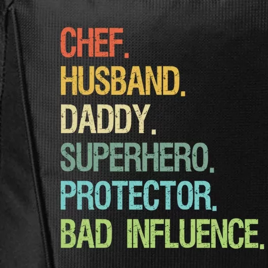 Chef Husband Daddy Superhero Protector Dad Gift City Backpack