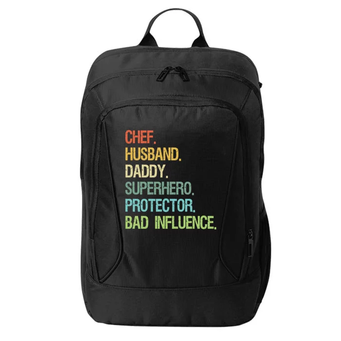 Chef Husband Daddy Superhero Protector Dad Gift City Backpack