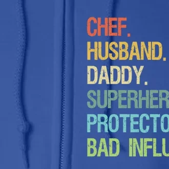 Chef Husband Daddy Superhero Protector Dad Gift Full Zip Hoodie