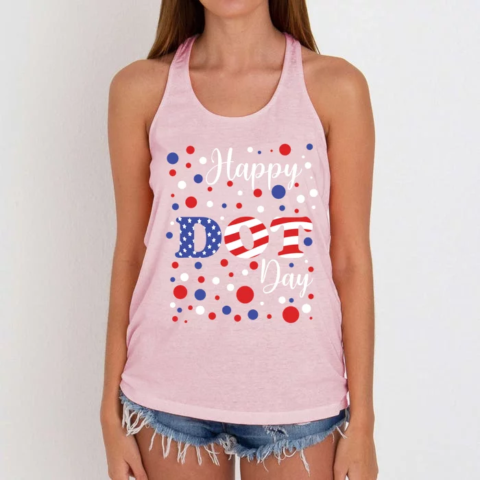 Colorful Happy Dot Day Groovy Dot Gift Women's Knotted Racerback Tank