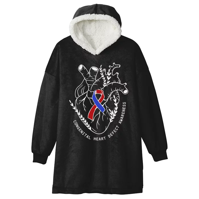 Congenital Heart Defects Awareness Heart Defect Support Hooded Wearable Blanket