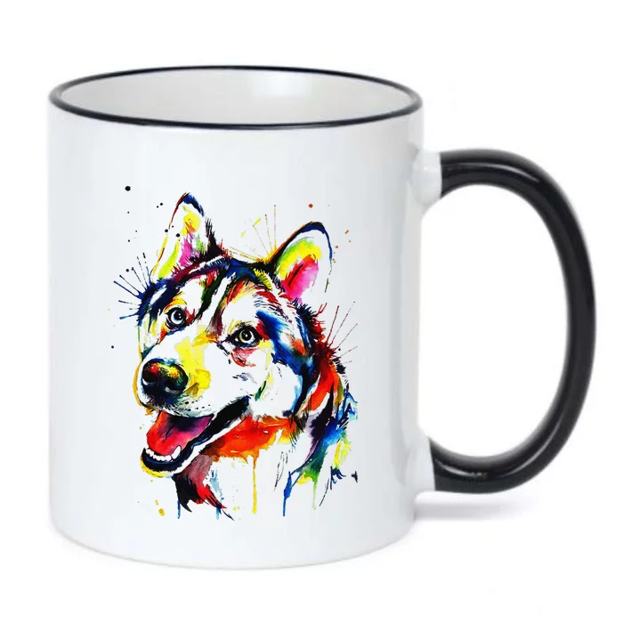 Colorful Husky Dog Lover Dad Mom Funny Black Color Changing Mug