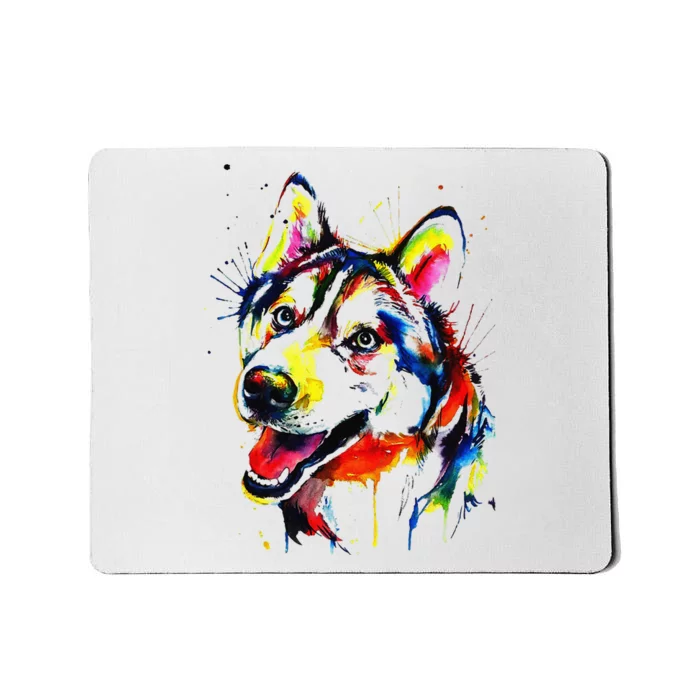 Colorful Husky Dog Lover Dad Mom Funny Mousepad