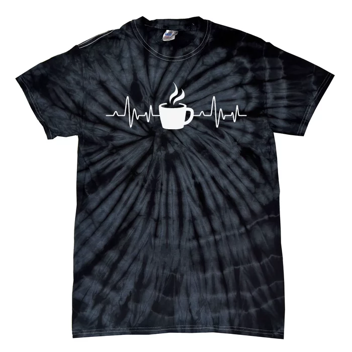 Coffee Heartbeat Drinking Coffee Tie-Dye T-Shirt