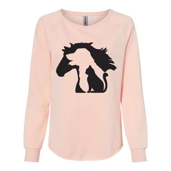 Cute Horse Dog Cat Lover Tee Women Mothers Day Womens California Wash Sweatshirt