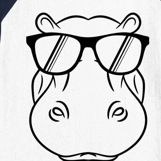 Cool Hippo Design Cute Hippopotamus With Sunglass Baseball Sleeve Shirt