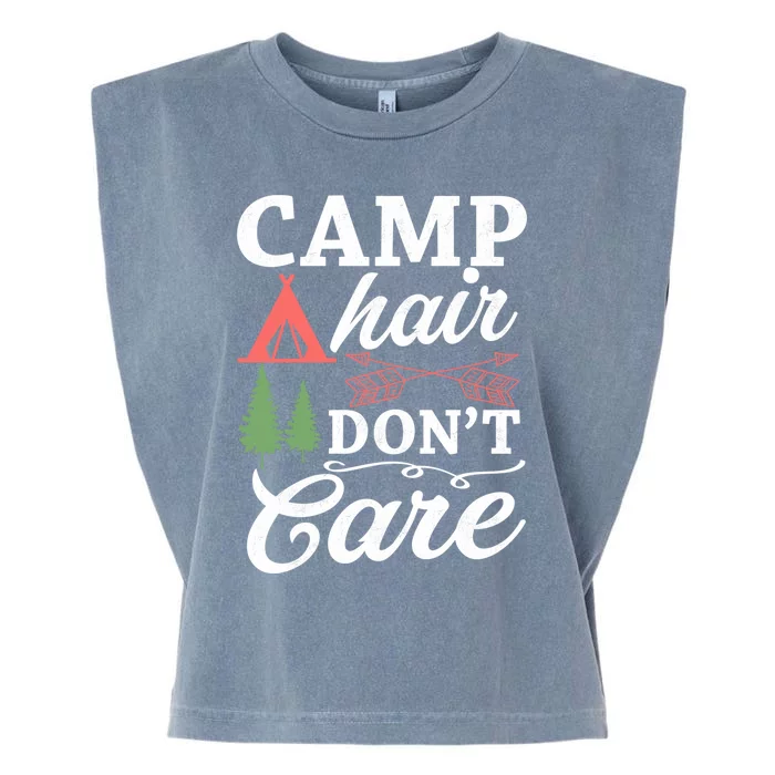 Camp Hair Dont Care Camping Lovers Camping Campers Cute Gift Garment-Dyed Women's Muscle Tee