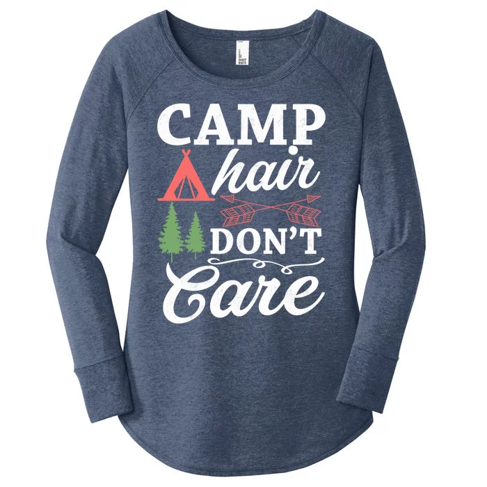 Camp Hair Dont Care Camping Lovers Camping Campers Cute Gift Women's Perfect Tri Tunic Long Sleeve Shirt