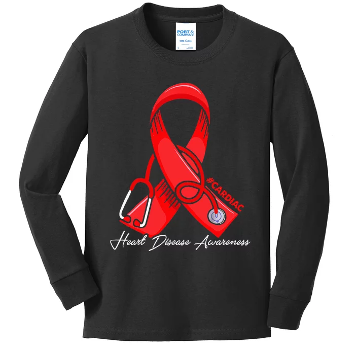 Cardiac Heart Disease Awareness Go Red Cardiologist Nurse Kids Long Sleeve Shirt