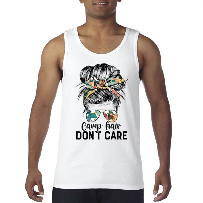 Camp Hair DonT Care Messy Hair Woman Glasses Life Tank Top