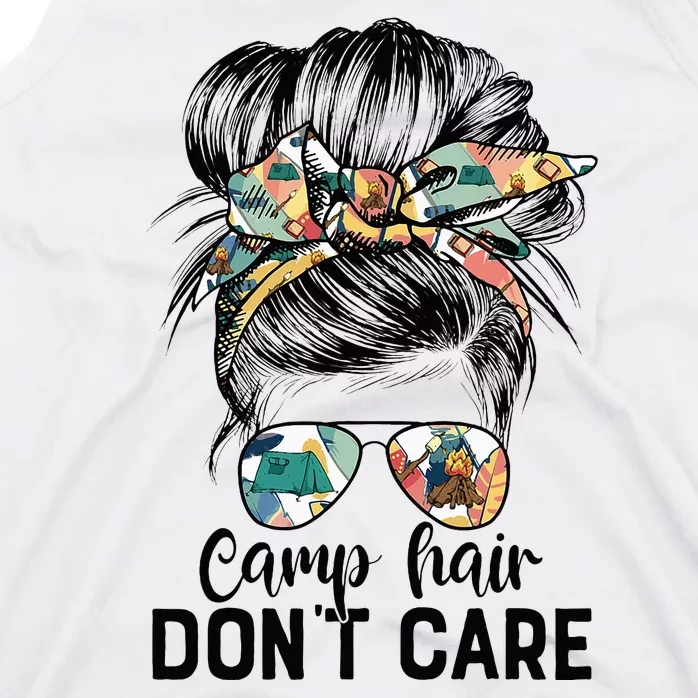 Camp Hair DonT Care Messy Hair Woman Glasses Life Tank Top